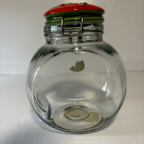 Christmas AMICL Slant Glass Jar Cookie Canister Ceramic Flip Lid Holiday NEW - Picture 11 of 15